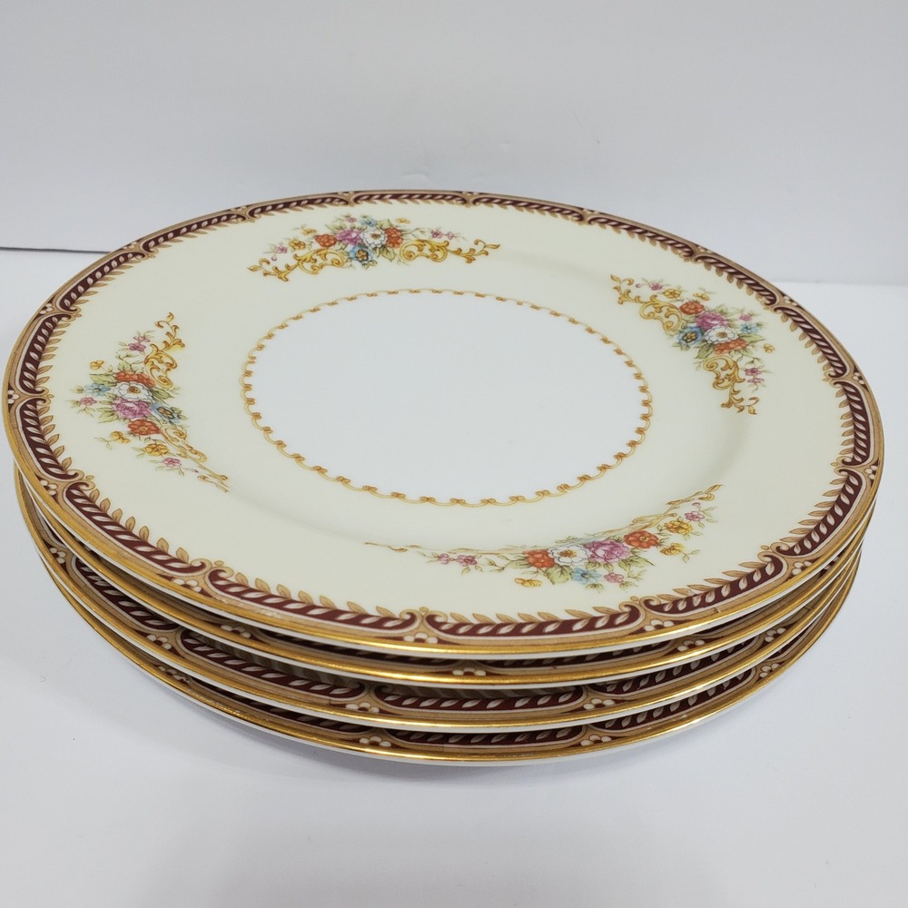 Vintage Noritake Rose Salad Plates Cream Set of 4 Floral Pattern Gold Trim 7.5"